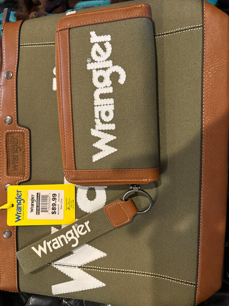 Wrangler Leather Trim Canva Tote Bag & Wallet