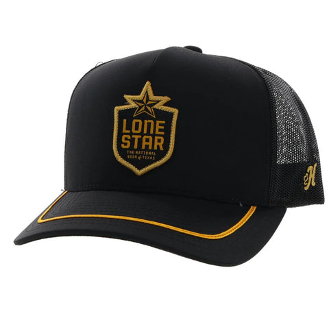 HOOEY "LONE STAR" BLACK W/GOLD/BLACK PATCH HAT