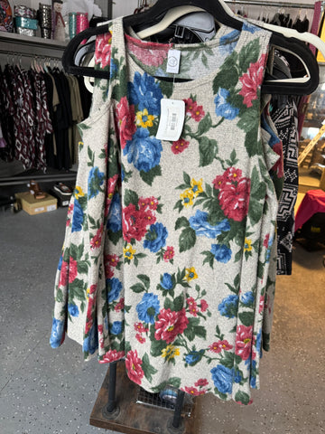 LS Floral Cold Shoulder Blouse