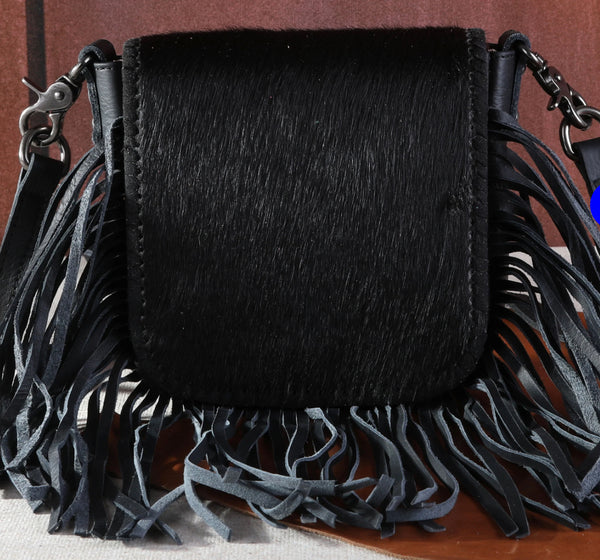 Montana West Genuine Leather Hair-On Collection Fringe Crossbody