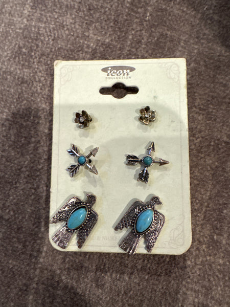 Western 3 pk earrings