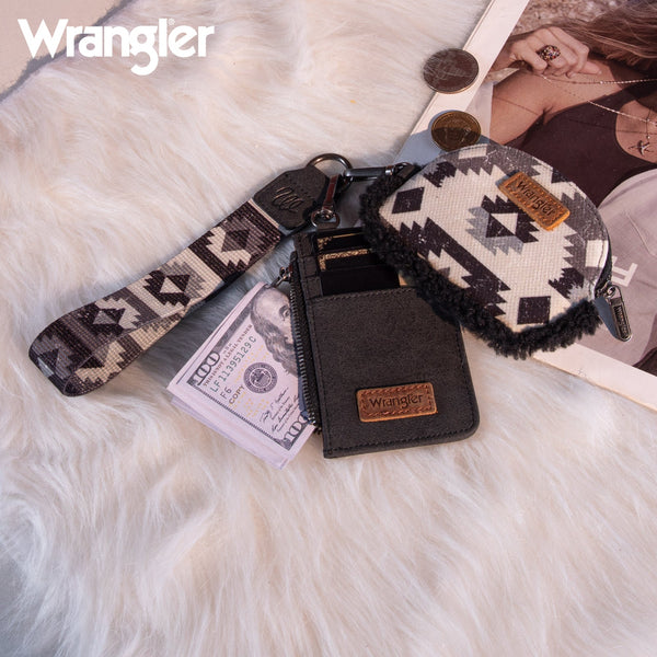 Wrangler Sherpa Southwestern Art Print Dual Pouch Wristlet