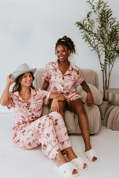 Cowgirl Coquette Satin Pajamas Shorts Set