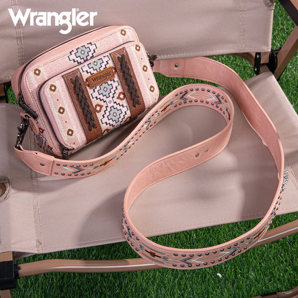 WRANGLER AZTEC PRINTED CROSSBODY PURSE-Pink