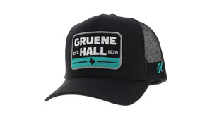 Gruene Hall, Black Trucker with Black / Turquoise / White Rectangle Patch