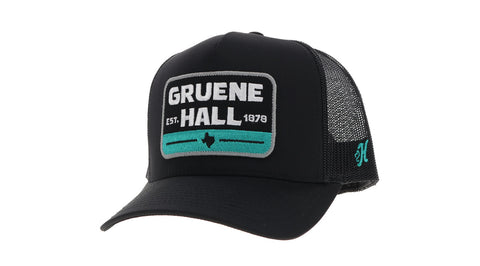 Gruene Hall, Black Trucker with Black / Turquoise / White Rectangle Patch