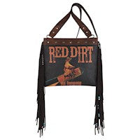 RED DIRT HAT CO LADIES CROSSBODY W/ROCKET COWGIRL AND LEATHER FRINGE