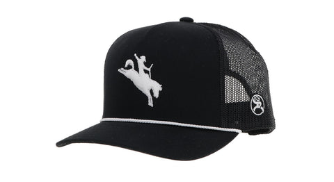 HOOEY WHT ROUGHY BLACK WITH WHT PATCH HAT