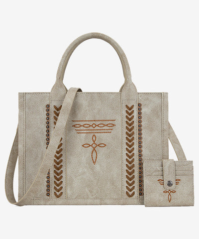 MONTANA WEST WHIPSTITCH TOTE BAG SET-BEIGE