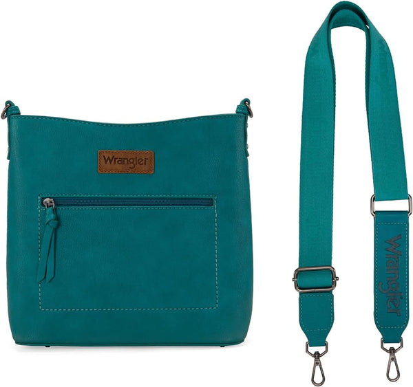 WRANGLER CASUAL PLAIN ZIPPER CROSSBODY BAG-Turquoise