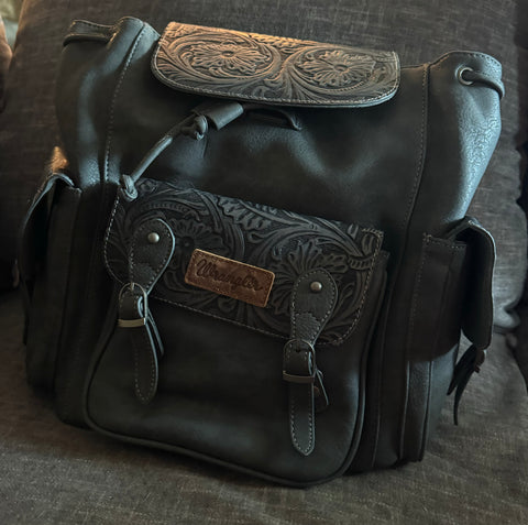 Wrangler Vintage Floral Tooled Backpack - Grey