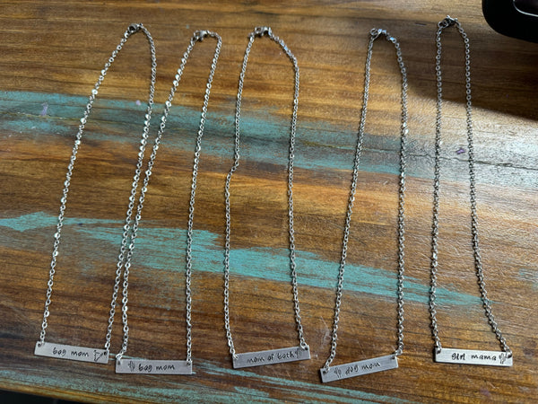 Western Single Bar Engraved Necklaces