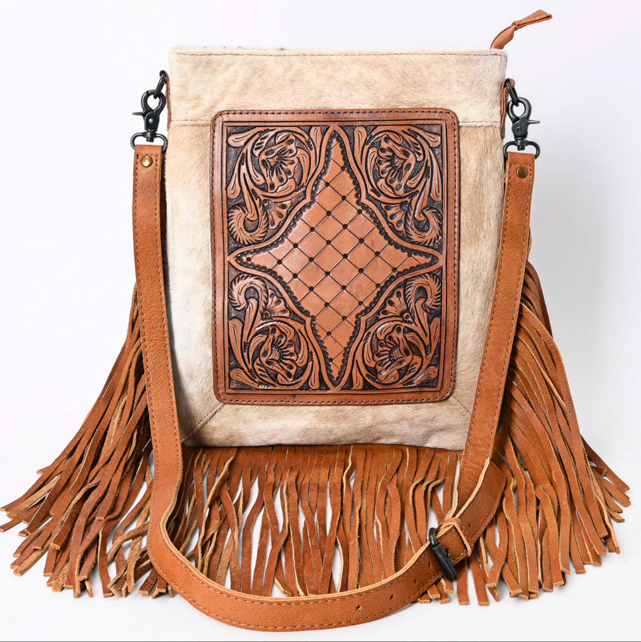 American Darling Tooled Messenger Genuine Western Leather Women Bag