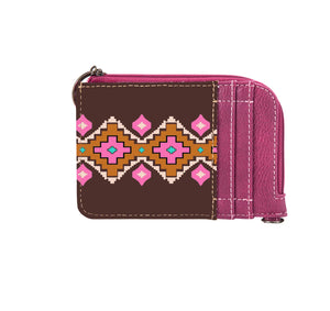 Wrangler Southwestern Art Print Mini Zip Card Case -Hot Pink