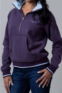 Kimes Ranch Malta Cropped Qtr Zip-Sweatshirt-Plum