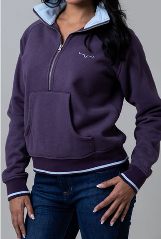 Kimes Ranch Malta Cropped Qtr Zip-Sweatshirt-Plum