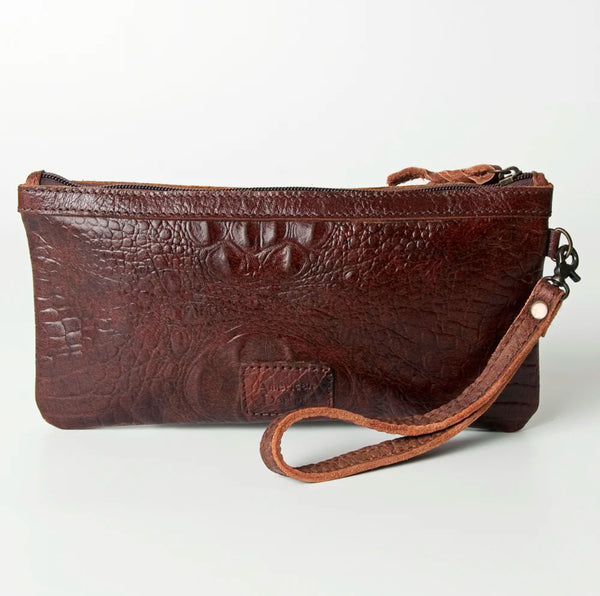 American Darling Wristlet Genuine Western Leather Women Bag-Brown