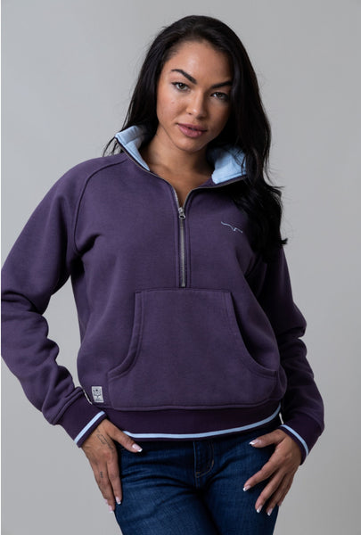 Kimes Ranch Malta Cropped Qtr Zip-Sweatshirt-Plum