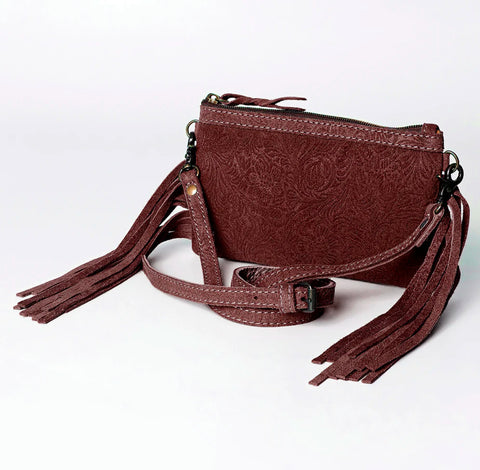 American Darling Tooled Crossbody Genuine Western Leather Women Bag-Brown