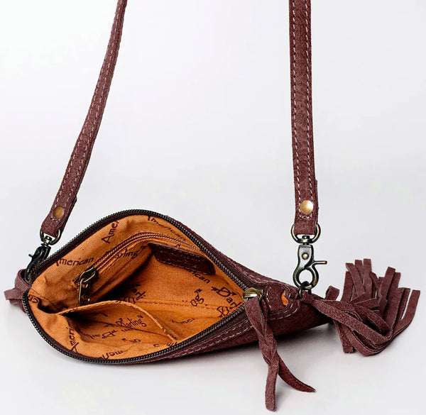 American Darling Tooled Crossbody Genuine Western Leather Women Bag-Brown