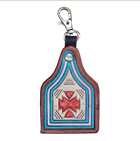 American Darling Hand Painted Southwestern Genuine Leather Keyring