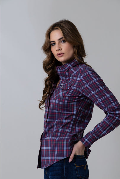 KIMES RANCH LUCAS PLAID TOP-Magenta