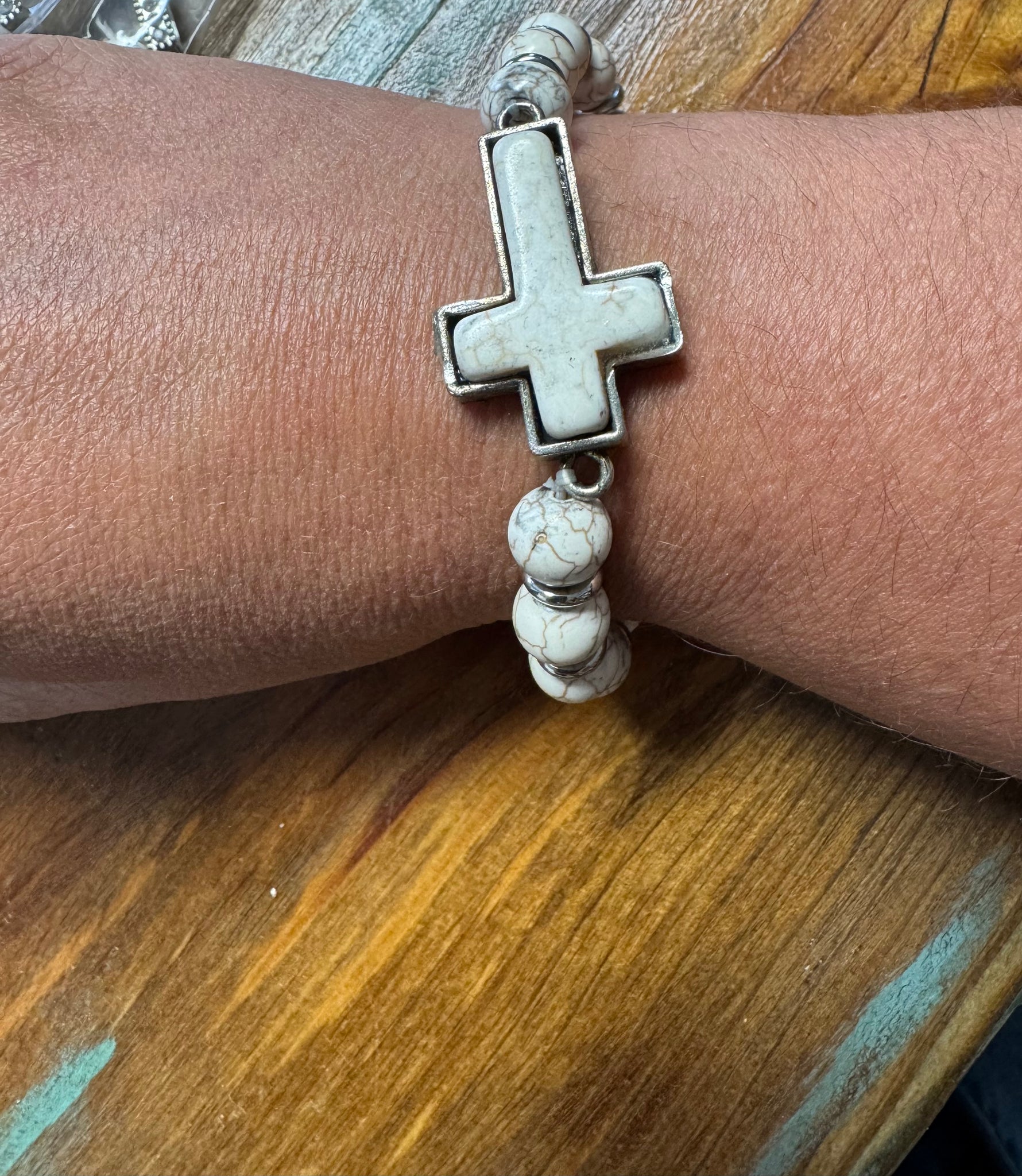 White Cross Bracelet