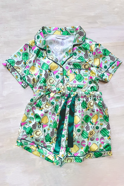Fun & Games Pickleball Satin Pajamas