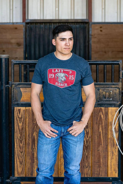LAZY J RANCH RED RANCH ELEVATION SHORT SLEEVE T-SHIRT - NAVY