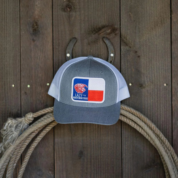 Lazy J Ranch Heather Grey & White Texas Elevation Mid Profile Trucker Hat