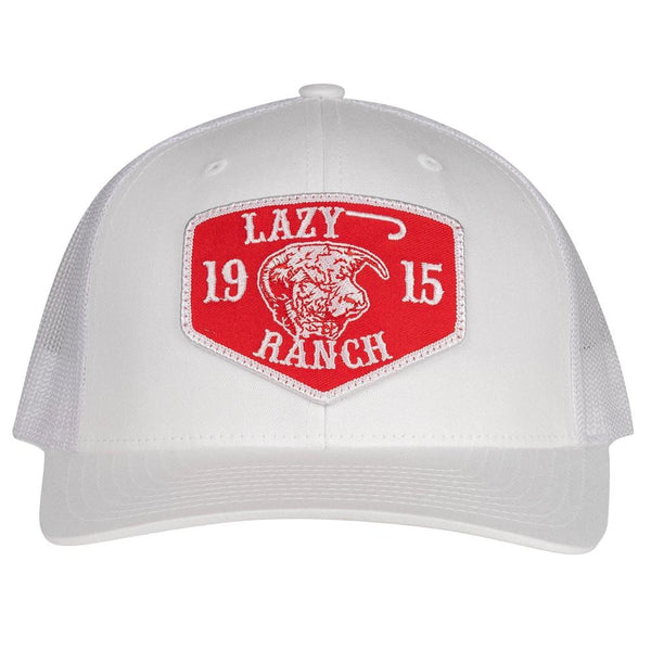 Lazy J Ranch White Red Ranch Mid Profile Trucker Hat
