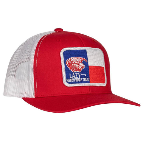 Lazy J Ranch Red & White Texas Elevation Mid Profile Trucker Hat