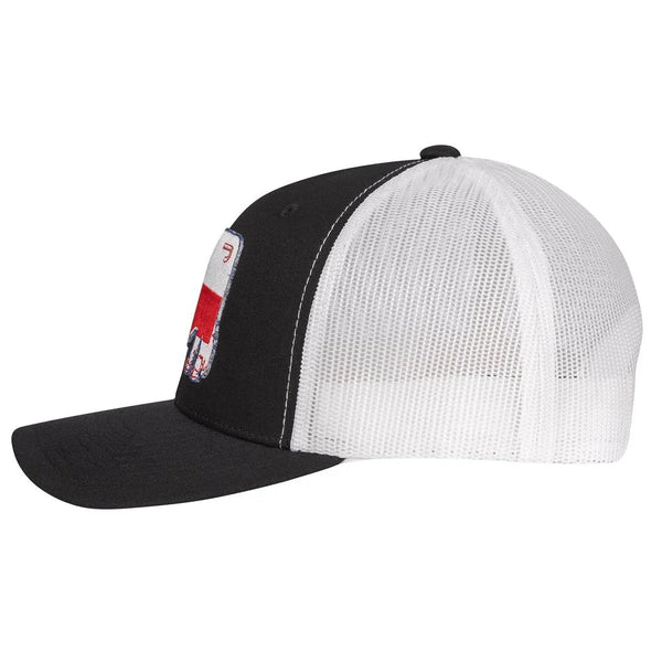 Lazy J Ranch Black & White Texas Bull Mid Profile Trucker Hat