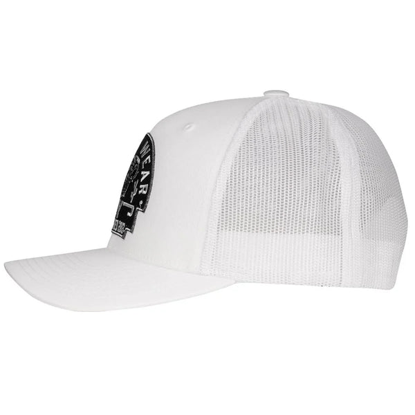 Lazy J Ranch White Black Arrowhead Mid Profile Trucker Hat