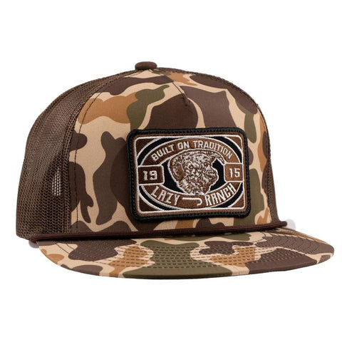 Lazy J Ranch Camo & Brown Drive Line Classic Rope Trucker Hat