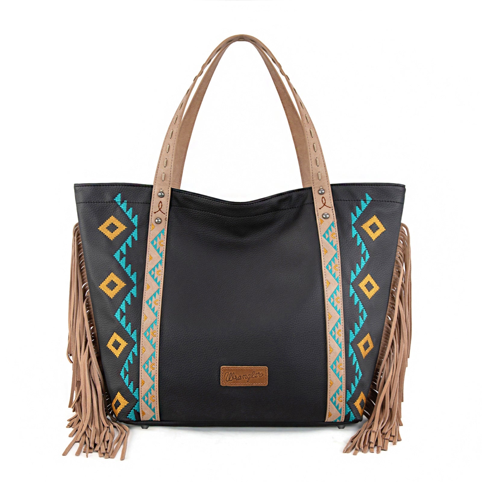 Wrangler Aztec Embroidered Large Tote Bag- Black