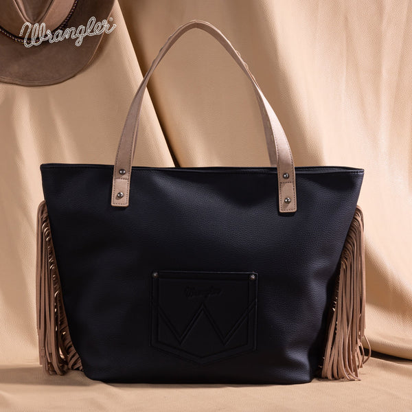 Wrangler Aztec Embroidered Large Tote Bag- Black
