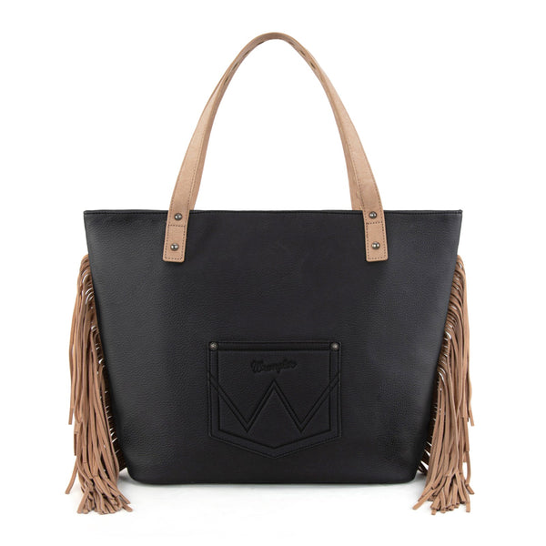 Wrangler Aztec Embroidered Large Tote Bag- Black