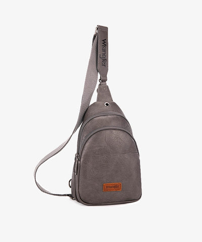 Wrangler Sling Bag/Crossbody/Chest Bag Dual Zippered Compartment -Light Grey