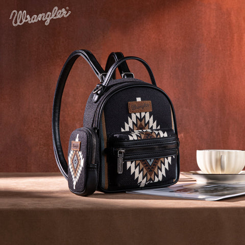 Wrangler Southwestern Knitted Mini Backpack With Coin Pouch - Black
