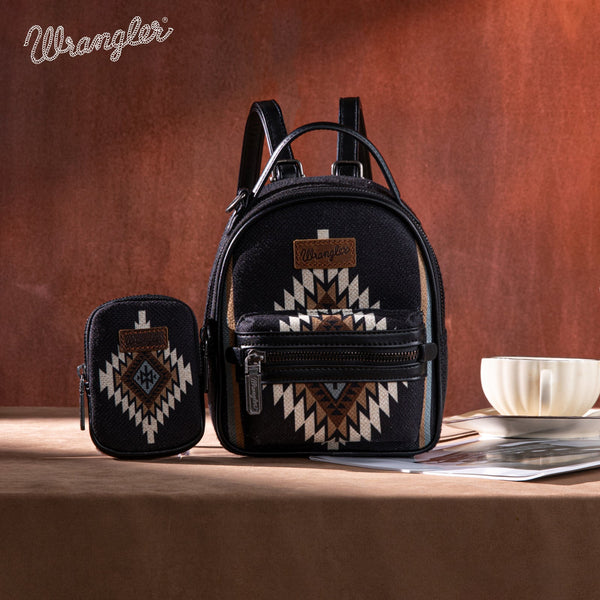 Wrangler Southwestern Knitted Mini Backpack With Coin Pouch - Black