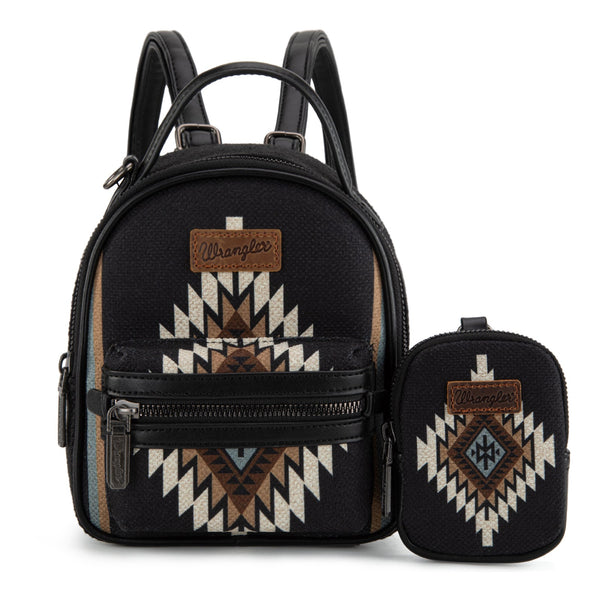Wrangler Southwestern Knitted Mini Backpack With Coin Pouch - Black