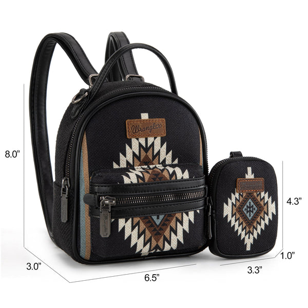 Wrangler Southwestern Knitted Mini Backpack With Coin Pouch - Black