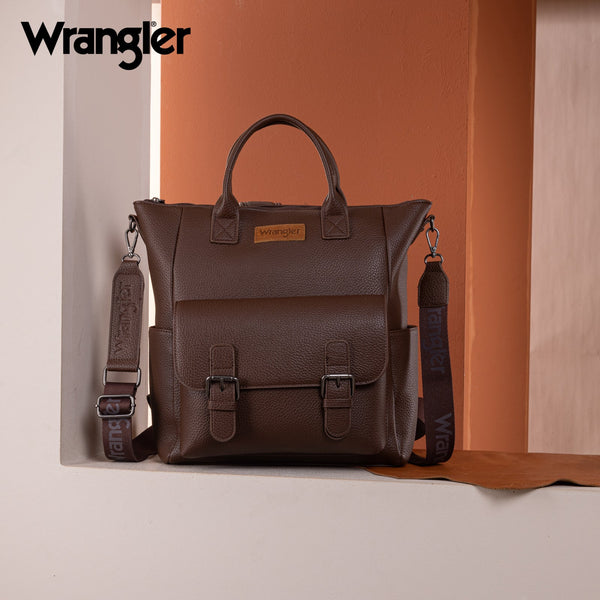 Wrangler Cow Print Tote/Shoulder Bag Convertible Backpack - Coffee