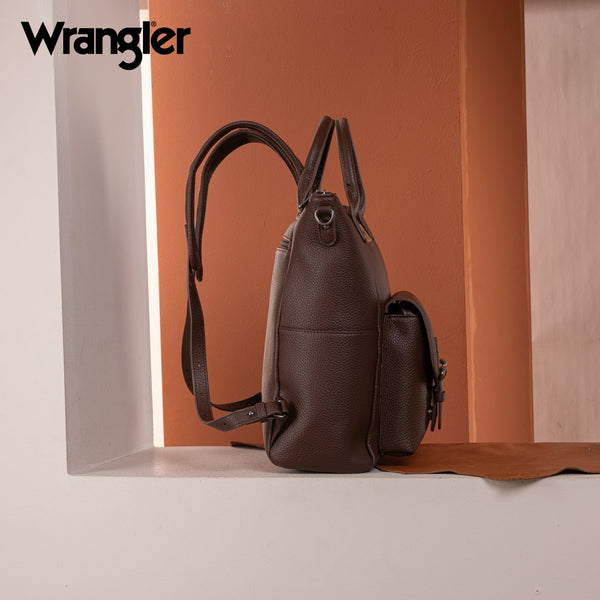 Wrangler Cow Print Tote/Shoulder Bag Convertible Backpack - Coffee