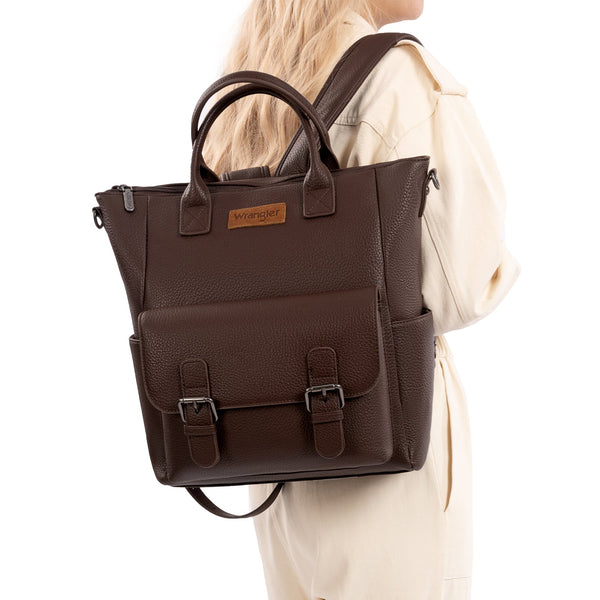 Wrangler Cow Print Tote/Shoulder Bag Convertible Backpack - Coffee