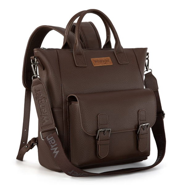 Wrangler Cow Print Tote/Shoulder Bag Convertible Backpack - Coffee