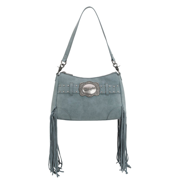 Wrangler Fringe Buckle Hobo Bag/Crossbody Bag-Jean