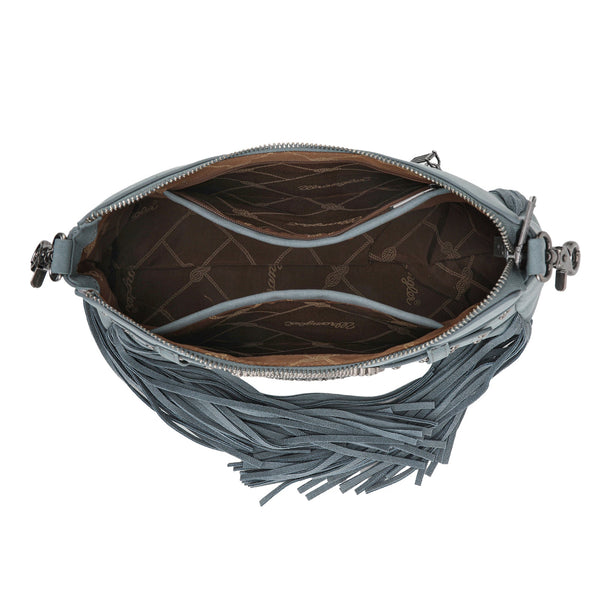 Wrangler Fringe Buckle Hobo Bag/Crossbody Bag-Jean