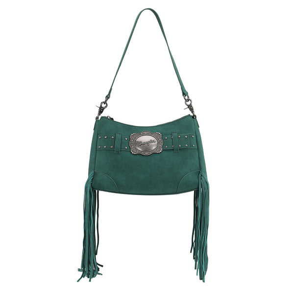 Wrangler Fringe Buckle Hobo Bag/Crossbody Bag-Turquoise